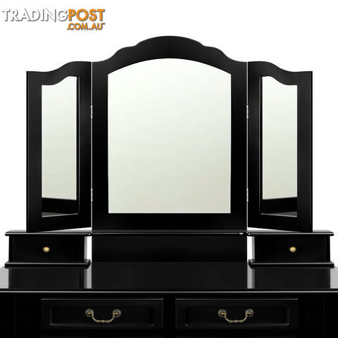 4 Drawer Dressing Table with Mirror - Black