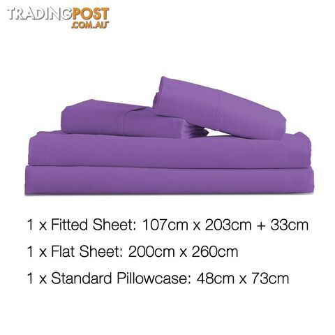 3 Piece Microfibre Sheet Set King Single _ Purple - photo 2 of 4