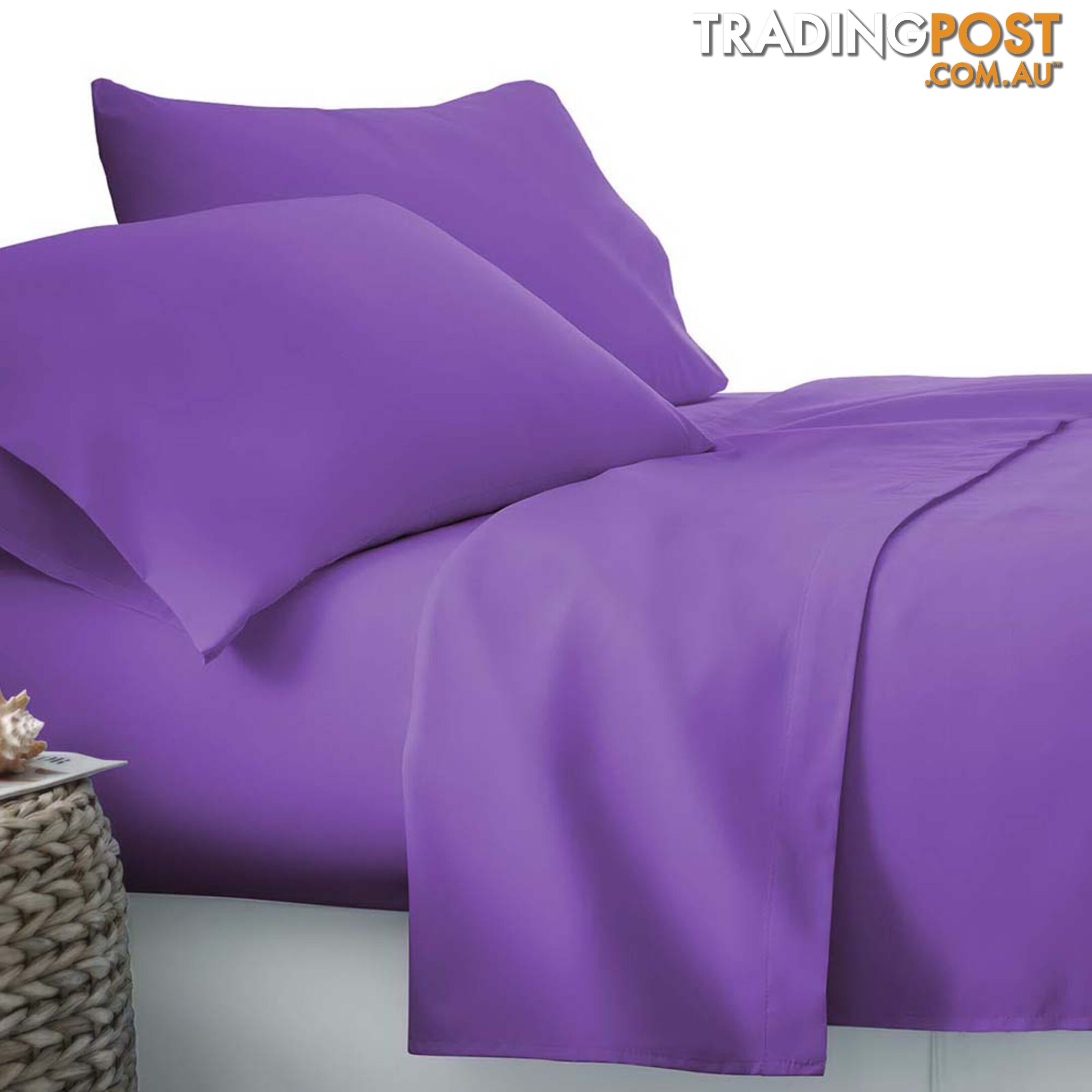 4 Piece Microfibre Sheet Set King _ Purple