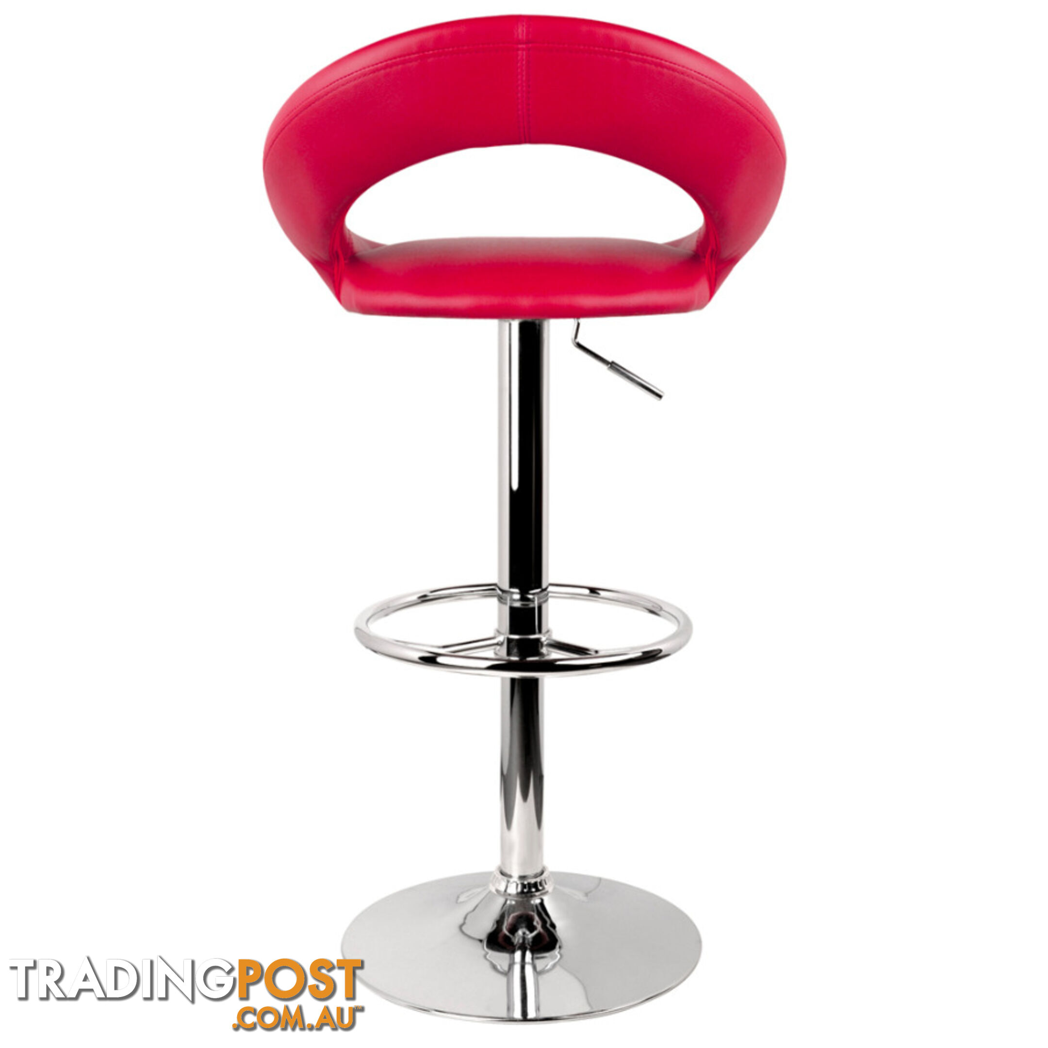 Set of 2 PU Leather Kitchen Bar Stool Red