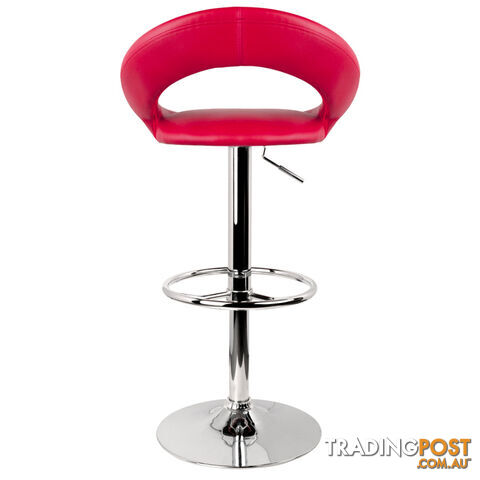 Set of 2 PU Leather Kitchen Bar Stool Red