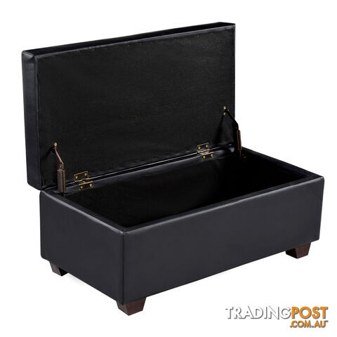 Faux Leather Storage Ottoman Large Black