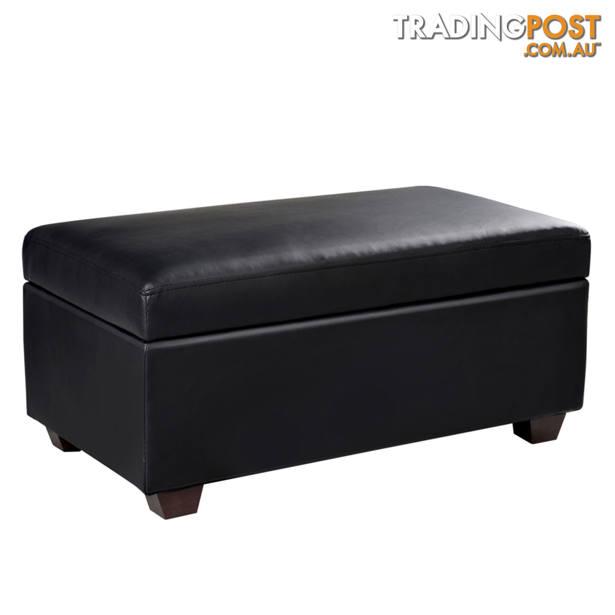 Faux Leather Storage Ottoman Large Black