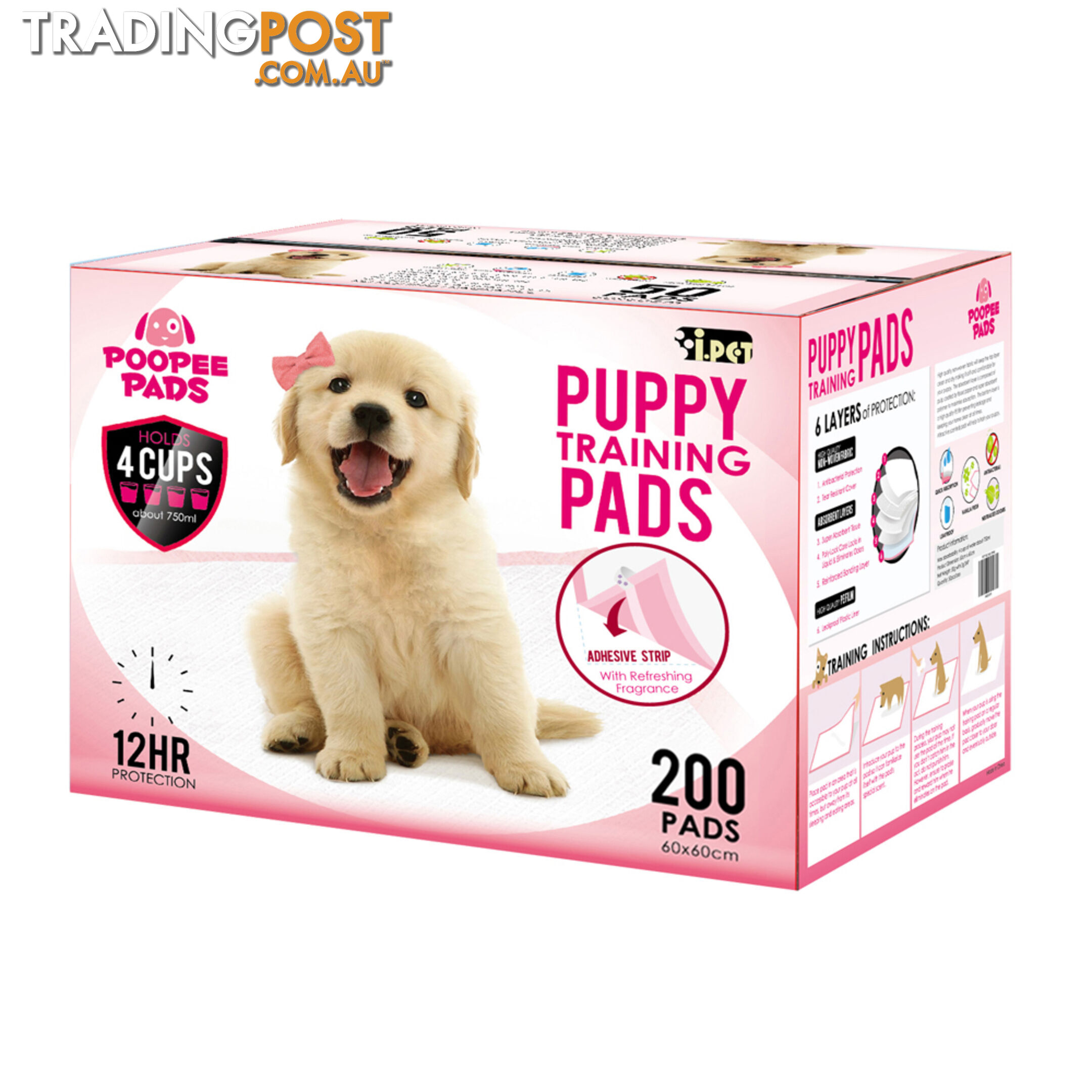 200 Puppy Pet Dog Toilet Training Pads Pink