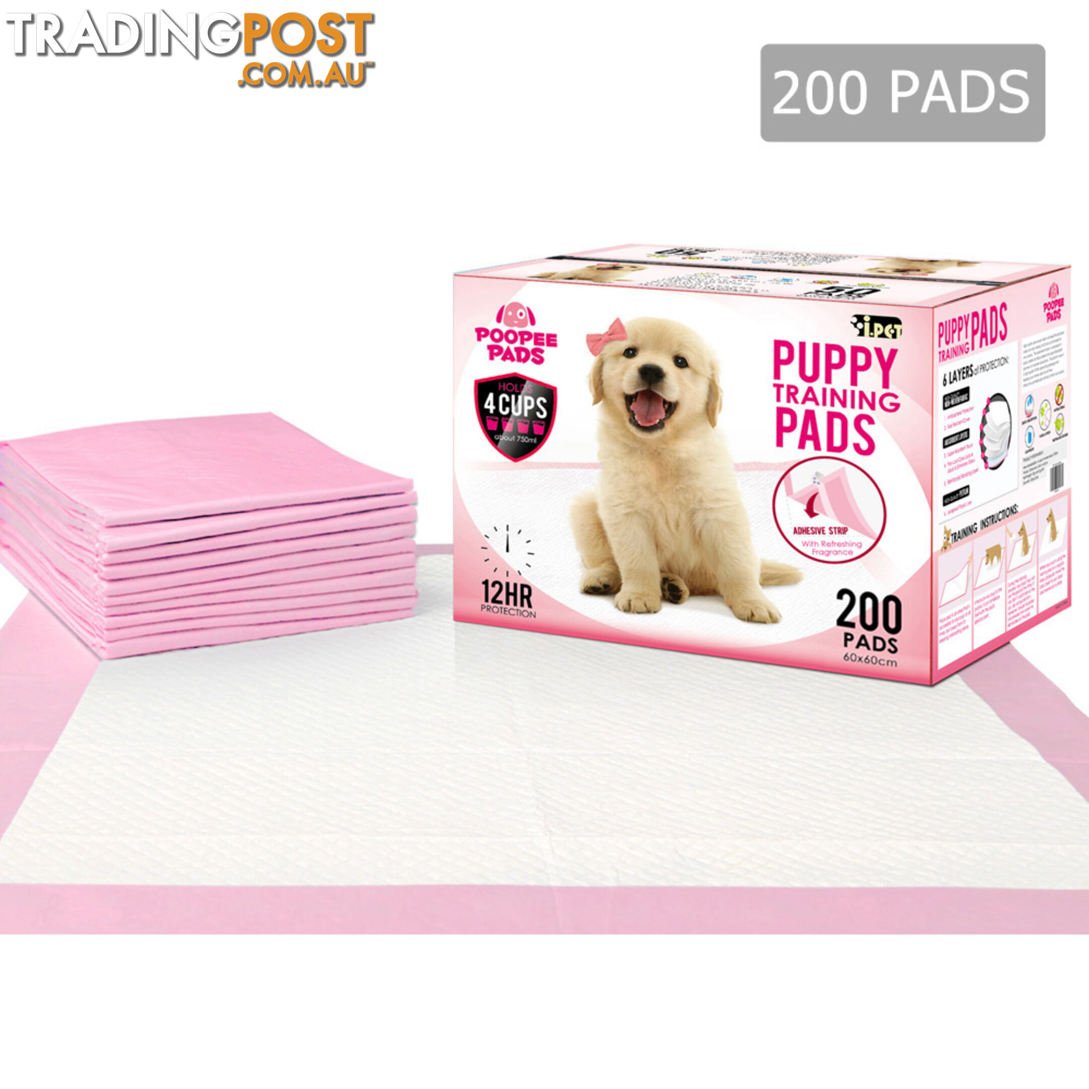 200 Puppy Pet Dog Toilet Training Pads Pink