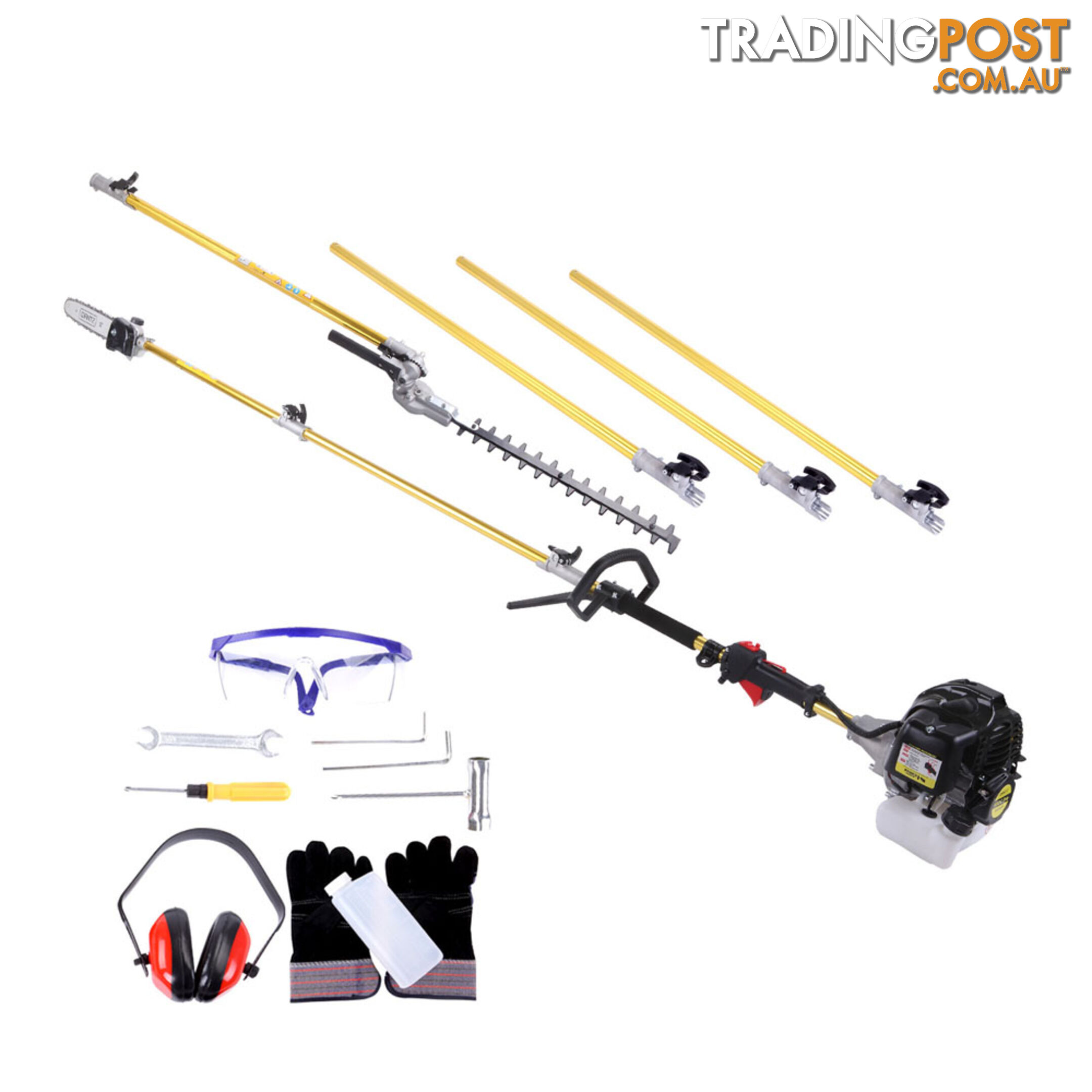 65cc 2 In 1 Petrol Pole Chainsaw Hedge Trimmer Pruner