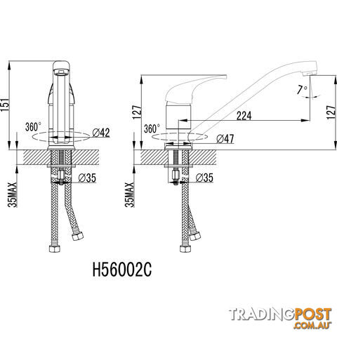 Long Kitchen Sink 360 Swivel Spout Vanity Faucet Basin Mixer Tap Brass