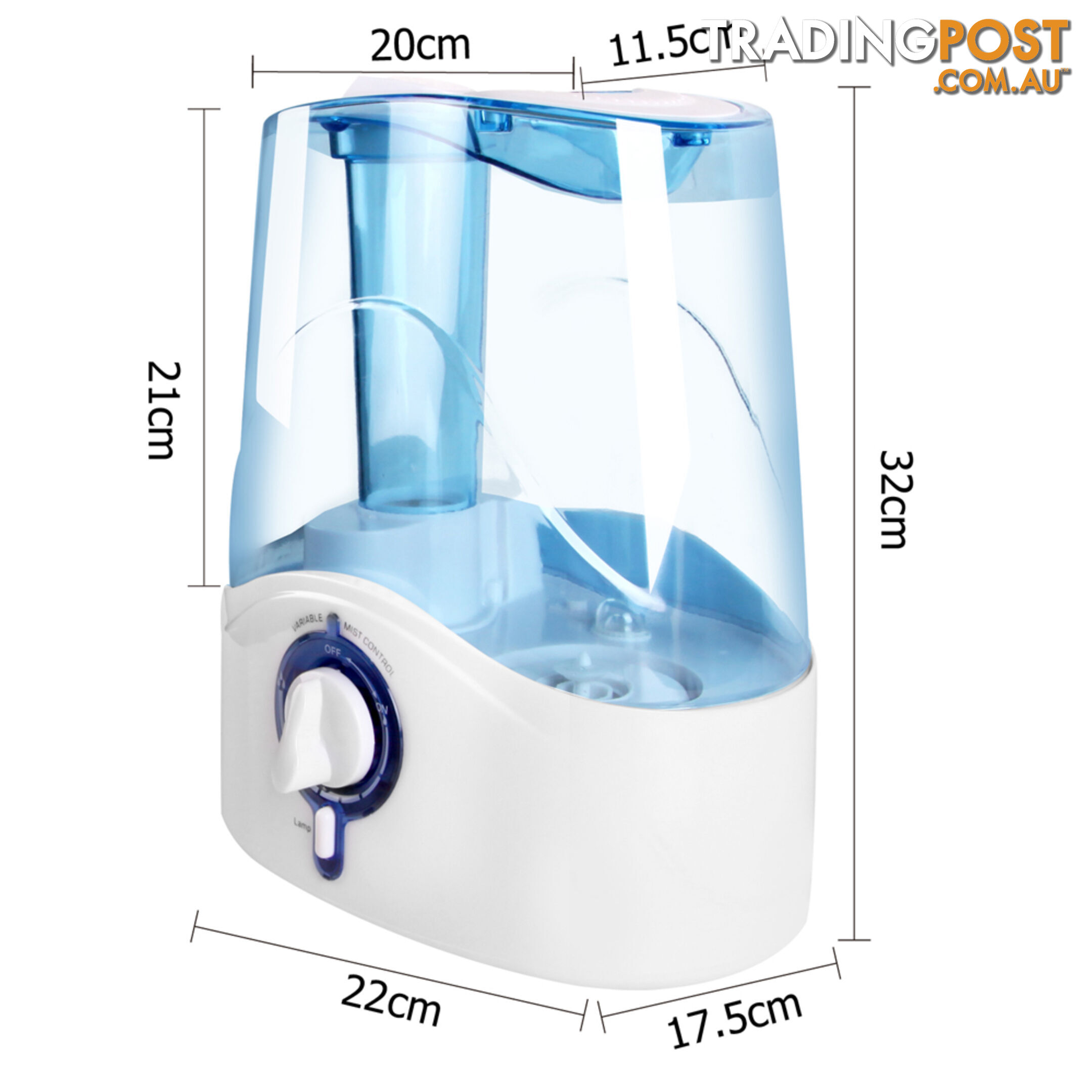 Ultrasonic Cool Mist Air Humidifier 4.5L White Blue