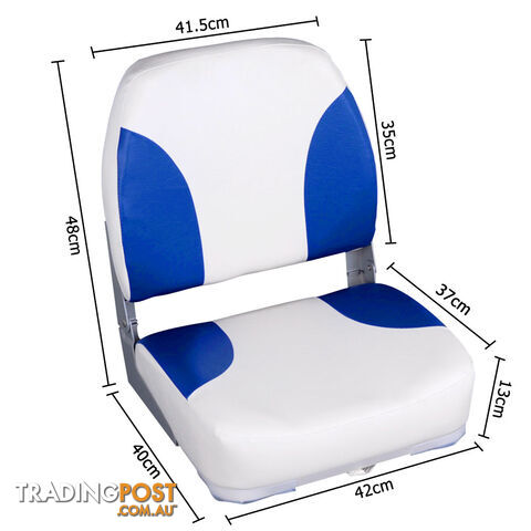 Set of 2 Swivel Folding Marine Boat Seats White Blue