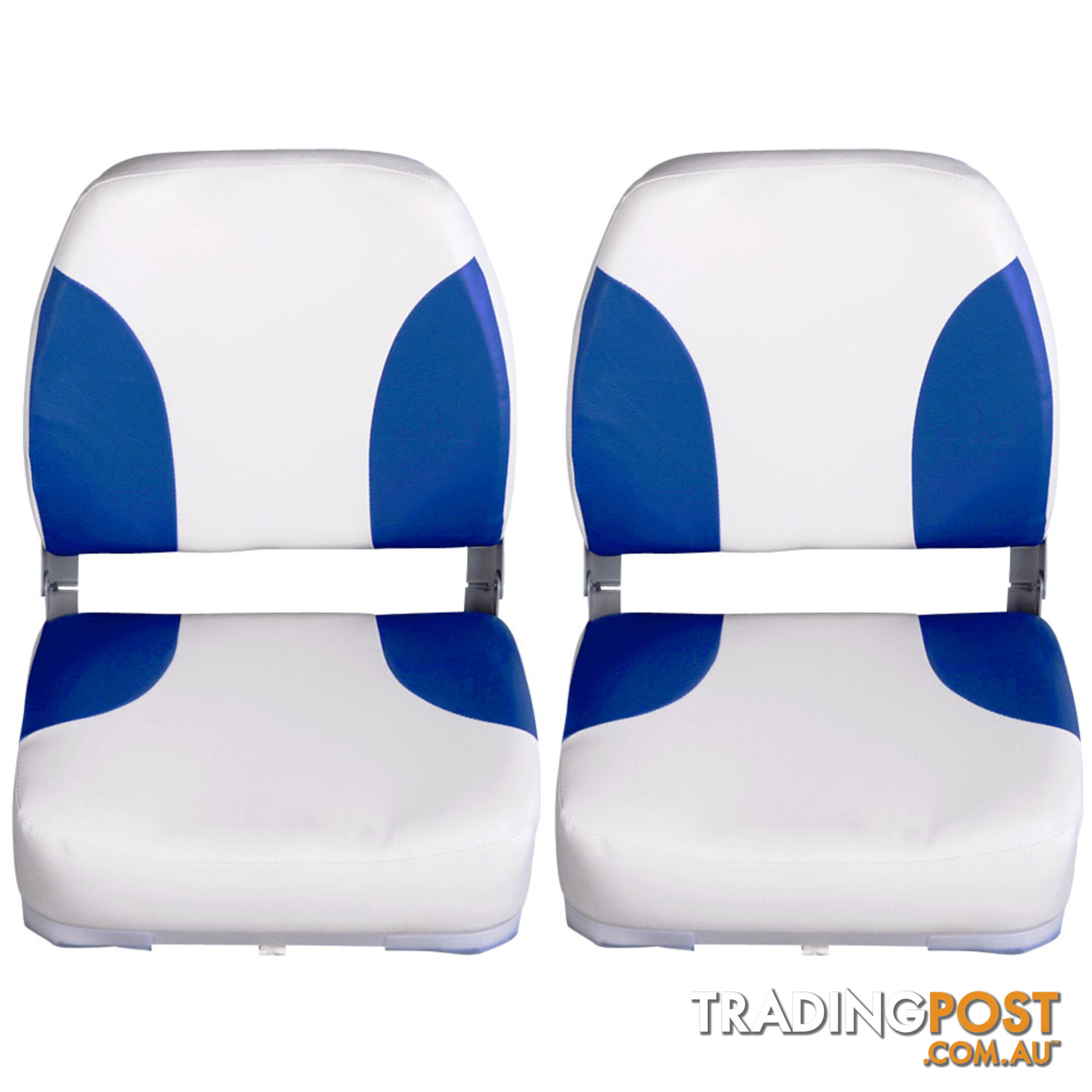 Set of 2 Swivel Folding Marine Boat Seats White Blue