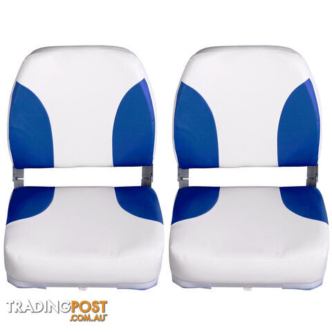 Set of 2 Swivel Folding Marine Boat Seats White Blue