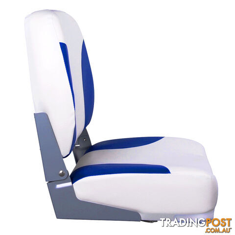 Set of 2 Swivel Folding Marine Boat Seats White Blue