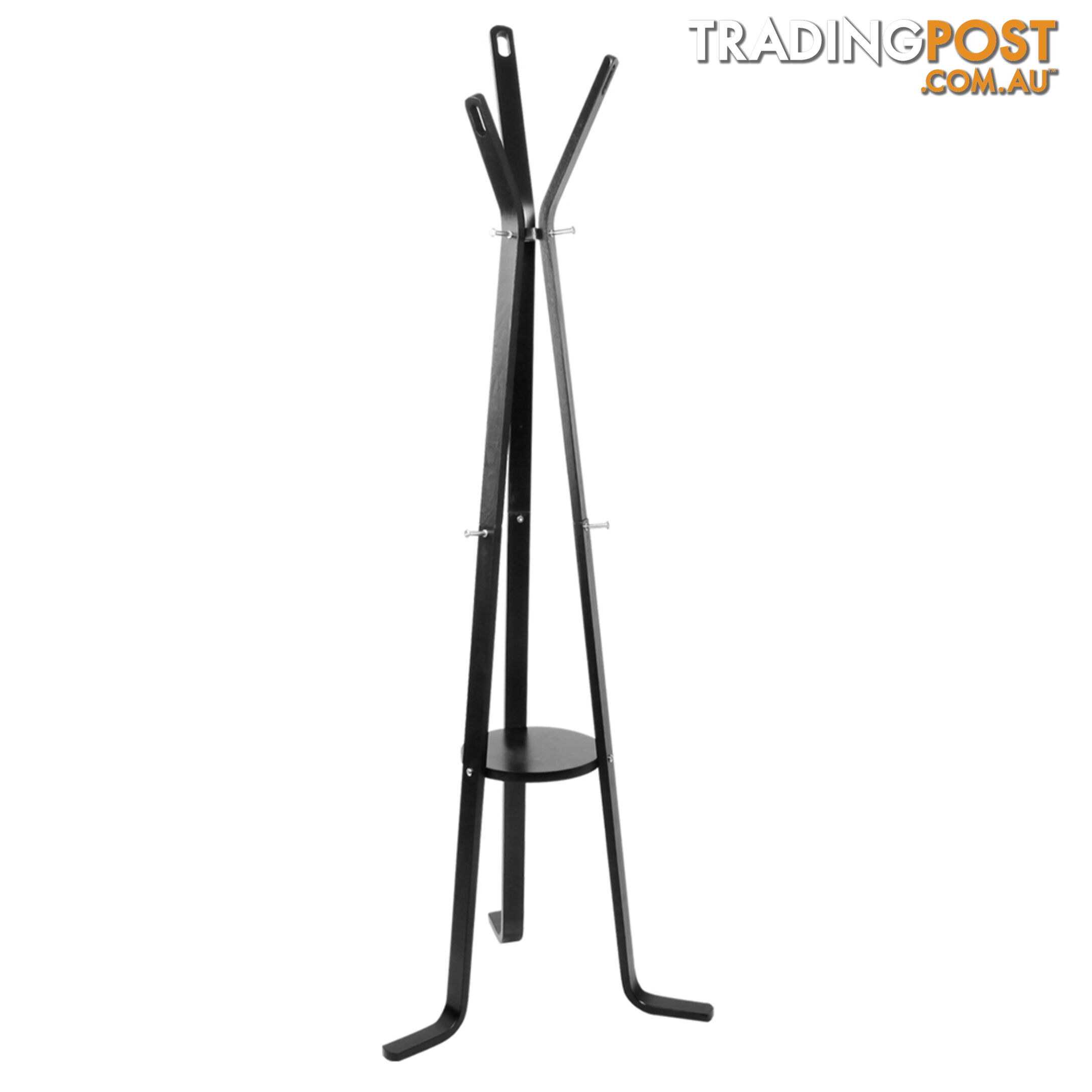 Wooden Coat Rack Clothes Stand Hanger Black