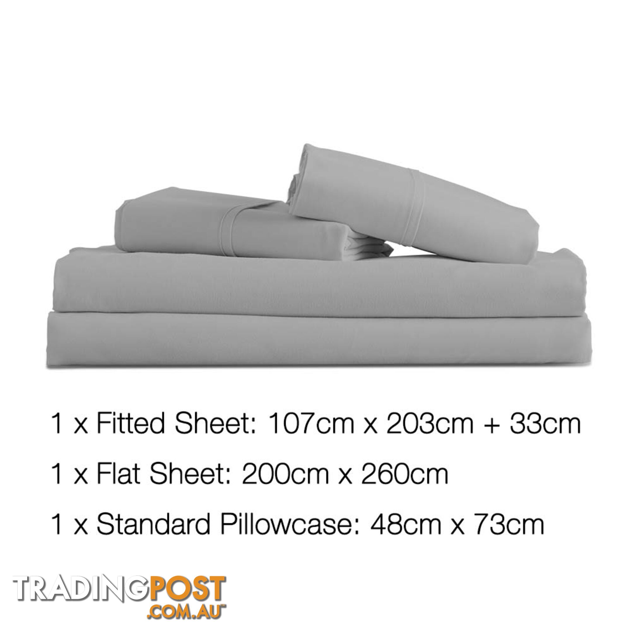 3 Piece Microfibre Sheet Set King Single _  Grey