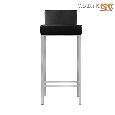 Set of 2 PU Leather Kitchen Bar Stool Black - photo 4 of 9