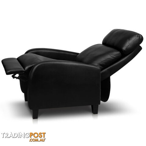 Faux Leather Armchair Recliner - Black