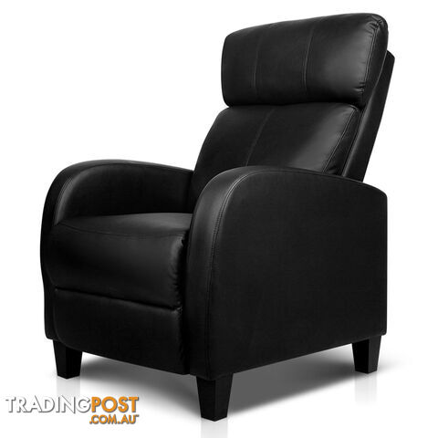 Faux Leather Armchair Recliner - Black