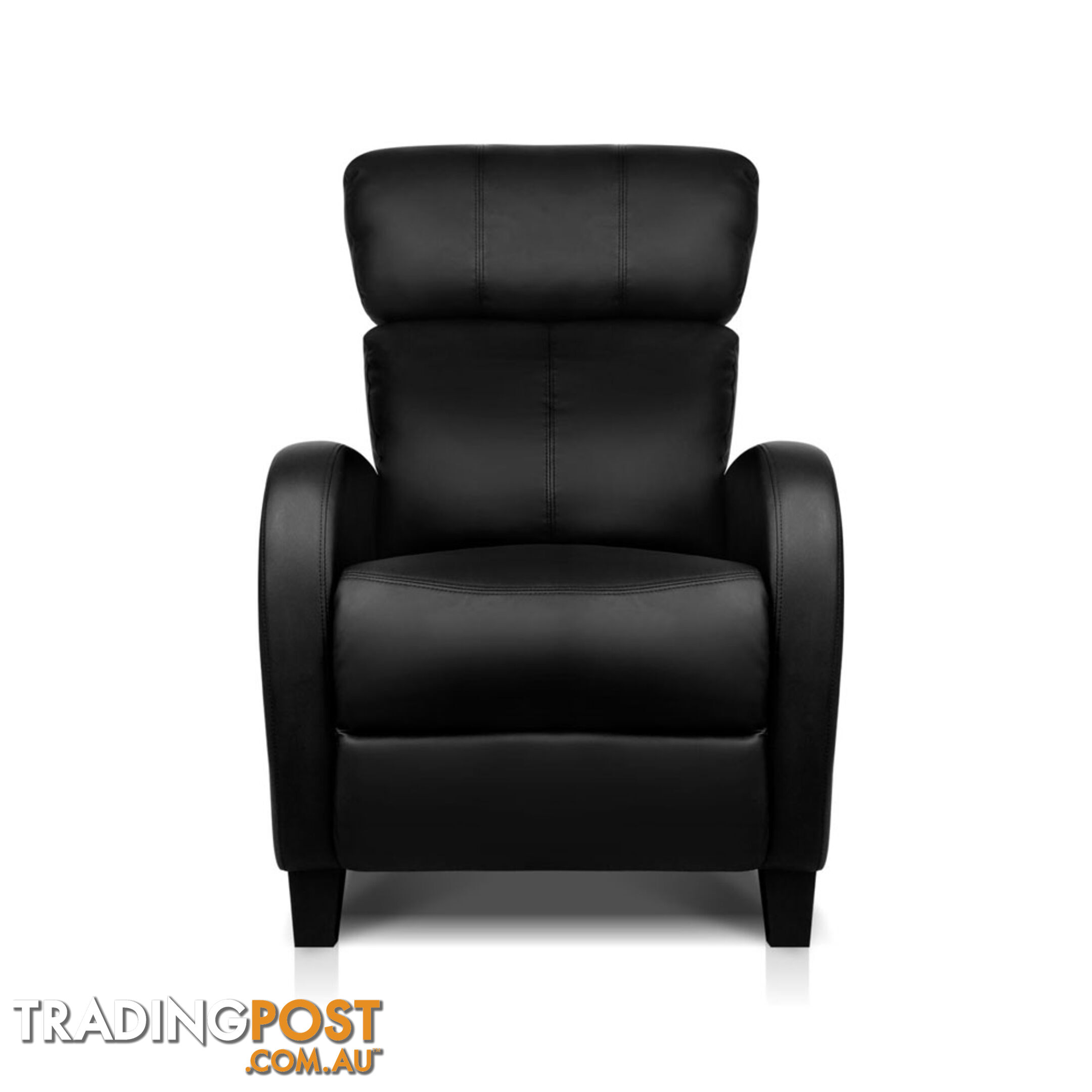 Faux Leather Armchair Recliner - Black