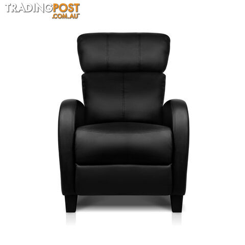 Faux Leather Armchair Recliner - Black