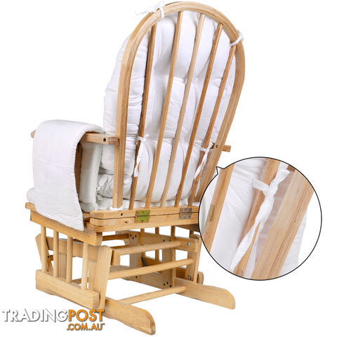 Baby Breast Feeding Sliding Glider Chair w/ Ottoman Natural Wood