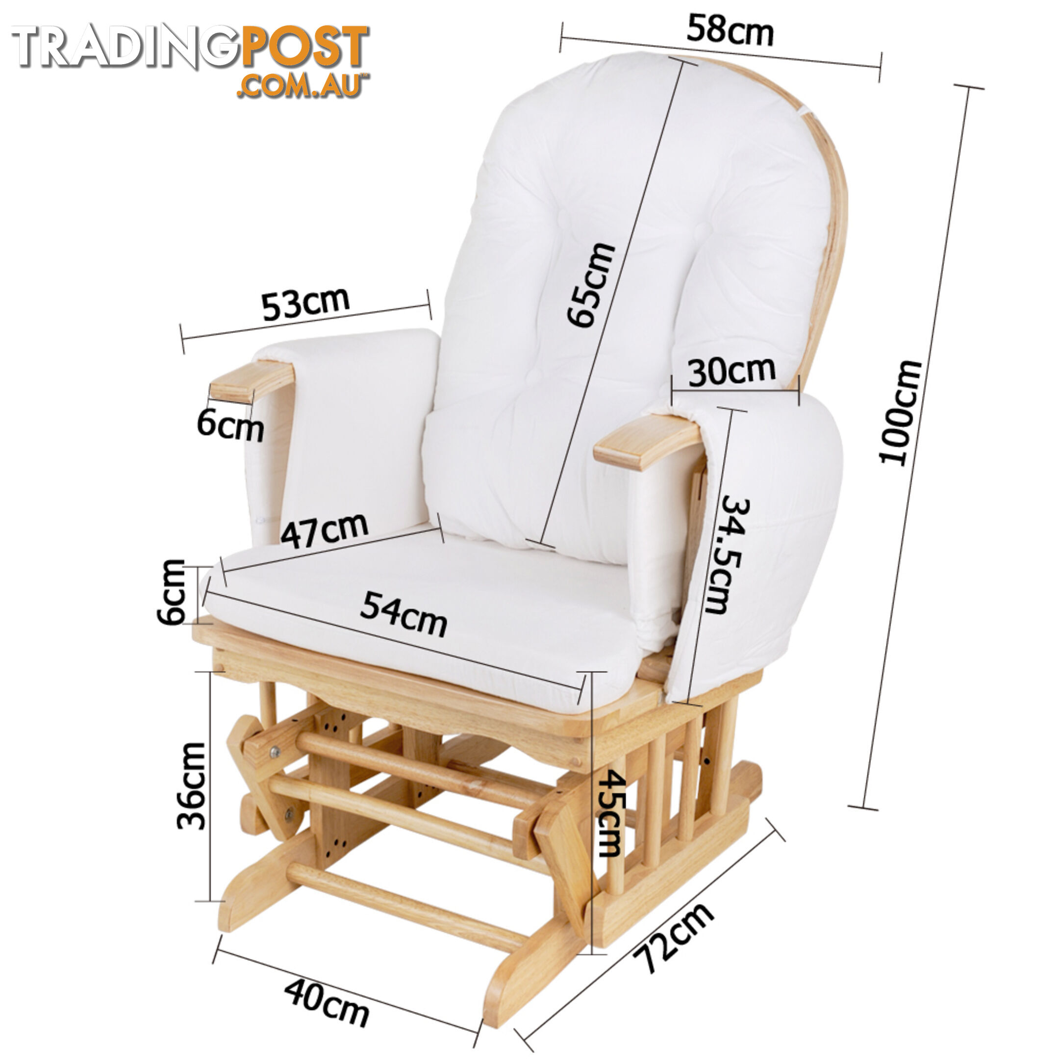 Baby Breast Feeding Sliding Glider Chair w/ Ottoman Natural Wood