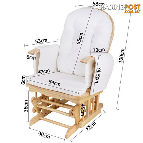 Baby Breast Feeding Sliding Glider Chair w/ Ottoman Natural Wood