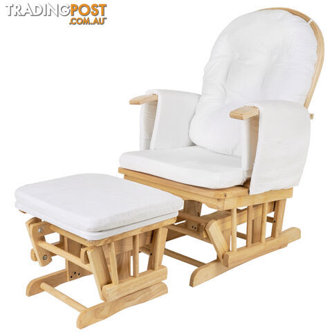 Baby Breast Feeding Sliding Glider Chair w/ Ottoman Natural Wood