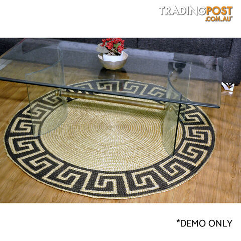 Printed Greek Key Rug Black & Natural 120x120cm