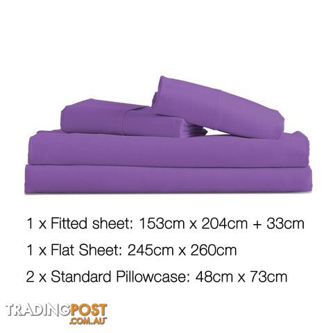 4 Piece Microfibre Sheet Set Queen _ Purple - photo 2 of 4