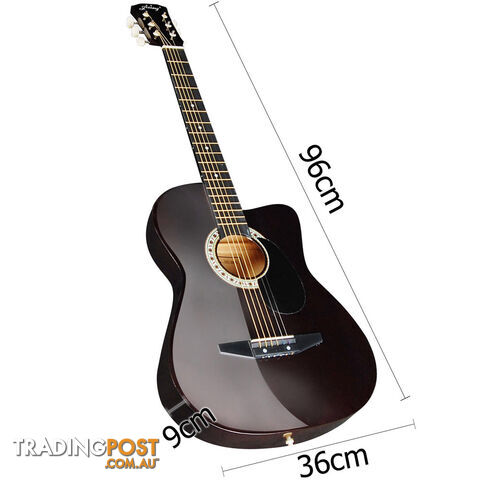 Acoustic Cutaway Guitar Black w/ Steel String Stand Strap