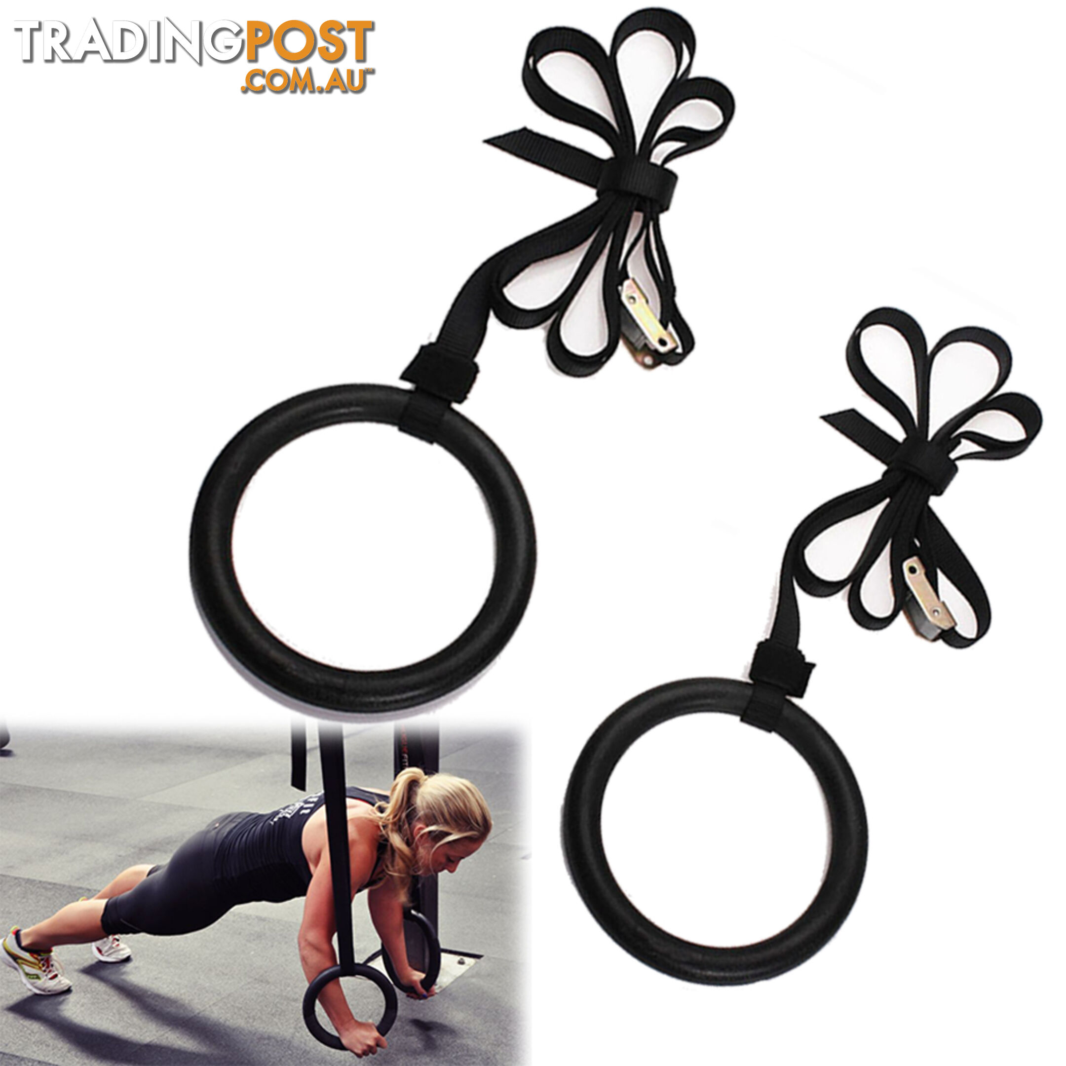 Gymnastic Gym Rings Hoop Crossfit Exercise Fitness Home Workout Dip Pair Bars