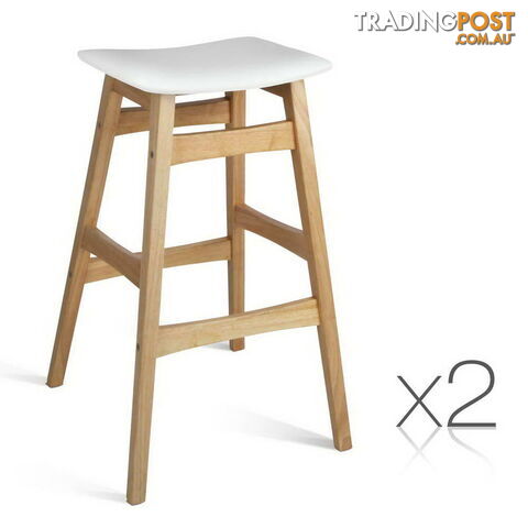 Sert of 2 Rubberwood Bar Stools - White