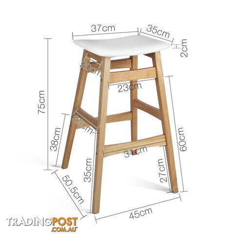 Sert of 2 Rubberwood Bar Stools - White - photo 2 of 9