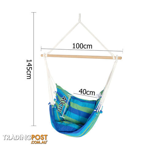 Hammock Swing Chair w/ Cushion Blue Green