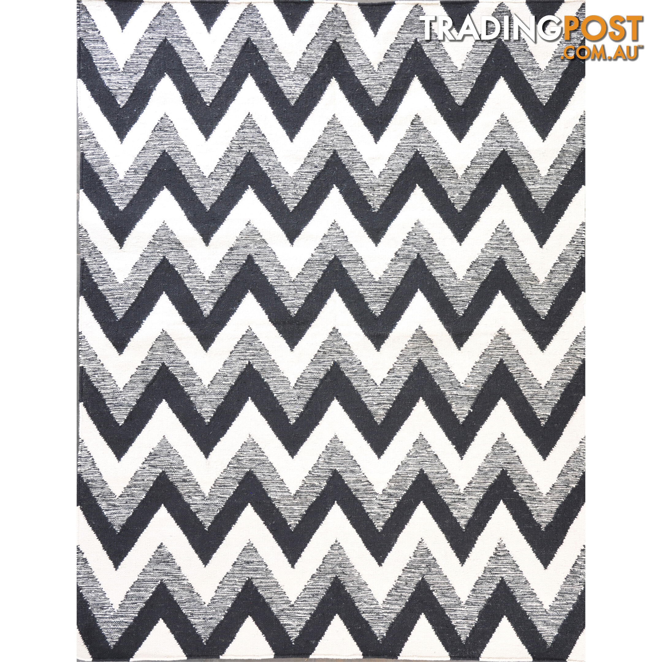 Chevron Durry Rug Black & White 160x230cm