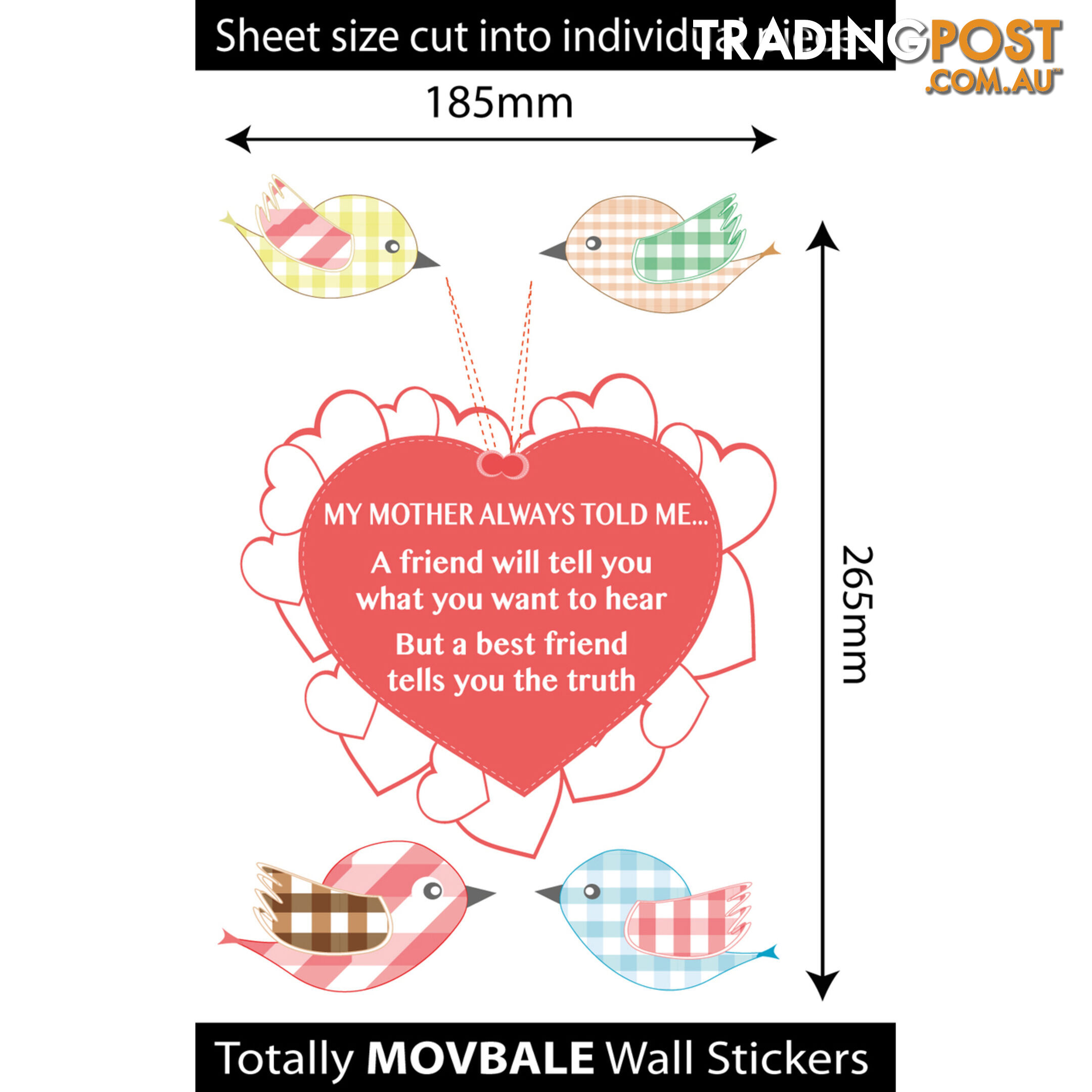 Medium Size My Mother Told Me Wall Sticker Quotes - Totally Movable