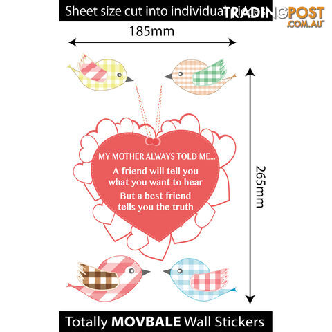 Medium Size My Mother Told Me Wall Sticker Quotes - Totally Movable