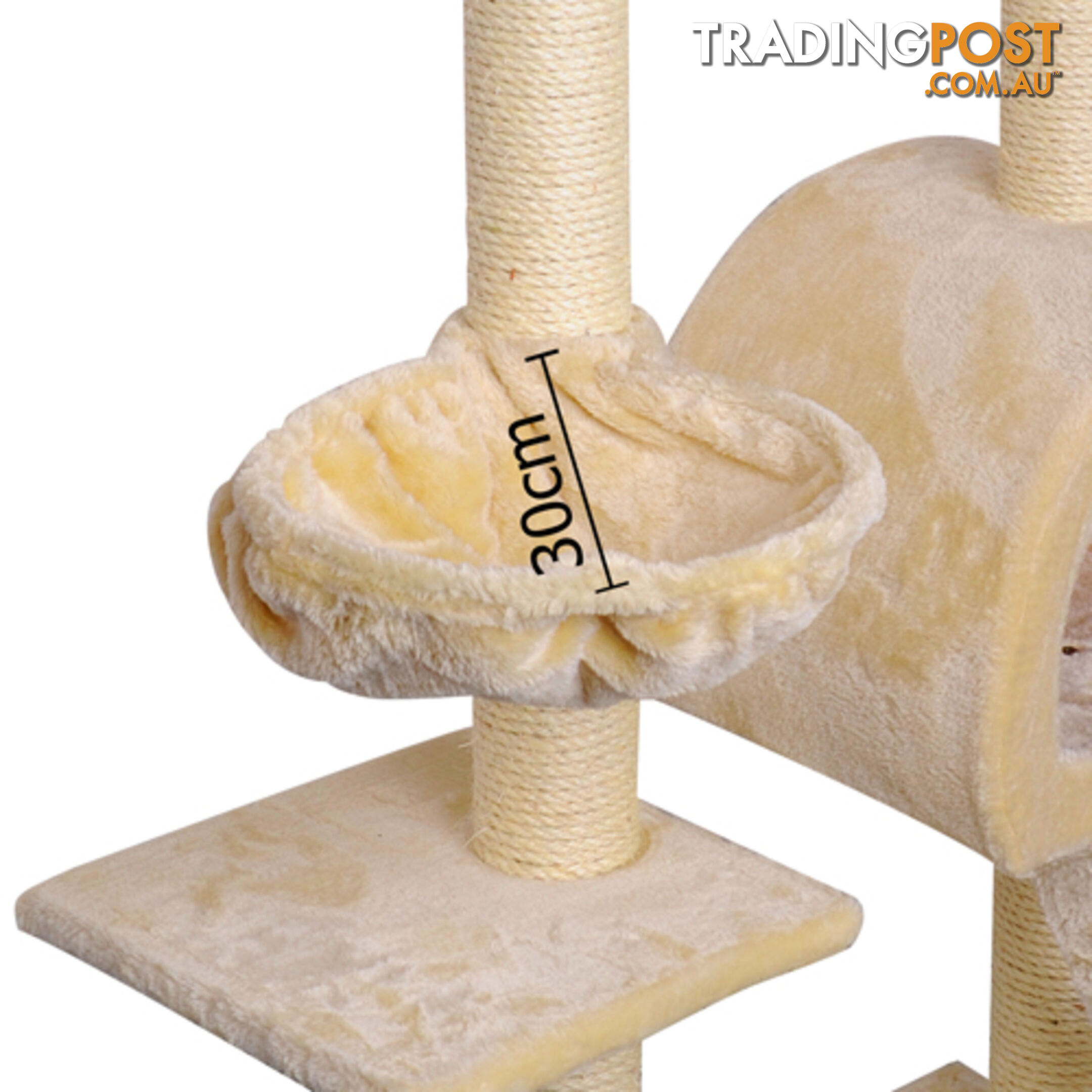 Multi Level Cat Scratching Poles Tree w/ Ladder Beige