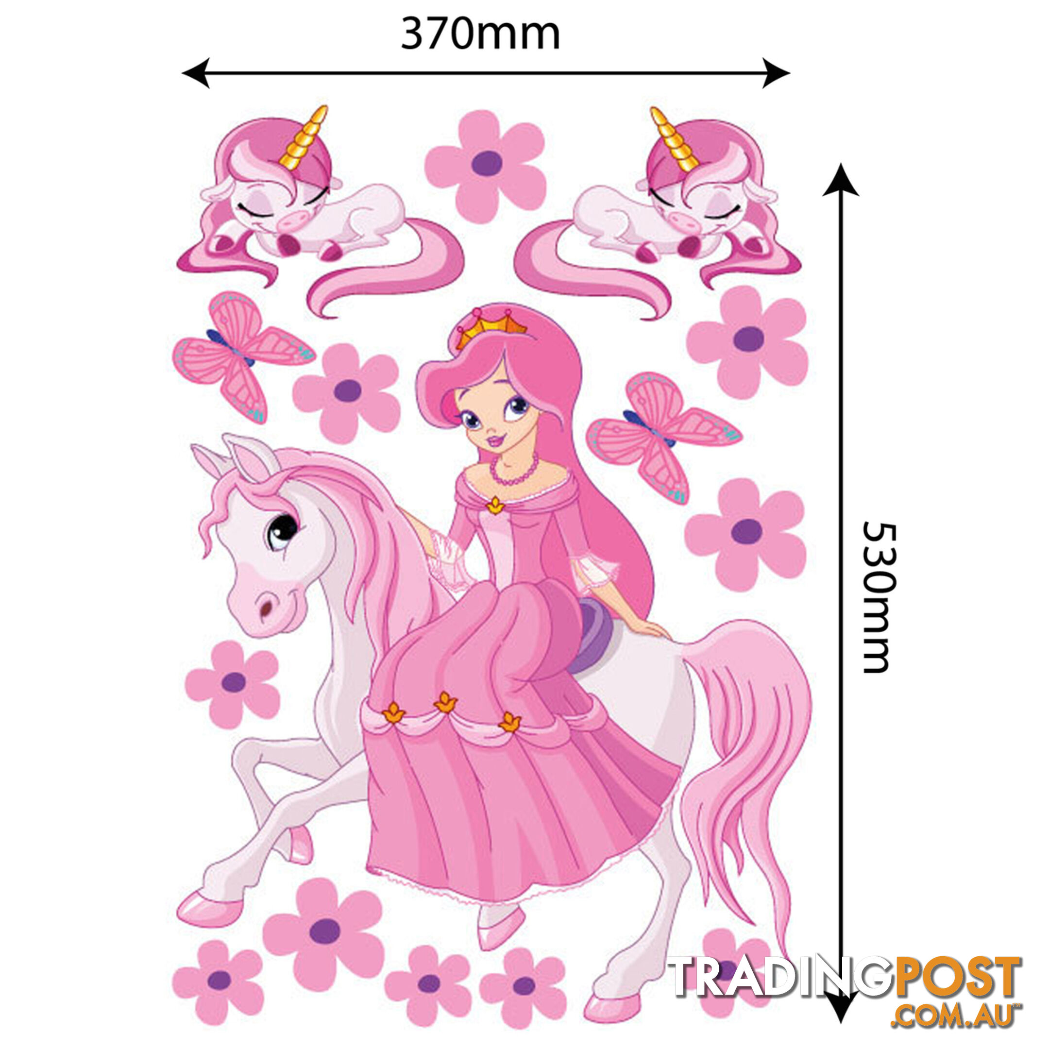 Large Size Princess on a horse with unicorns Wall Sticker - Totally Movable