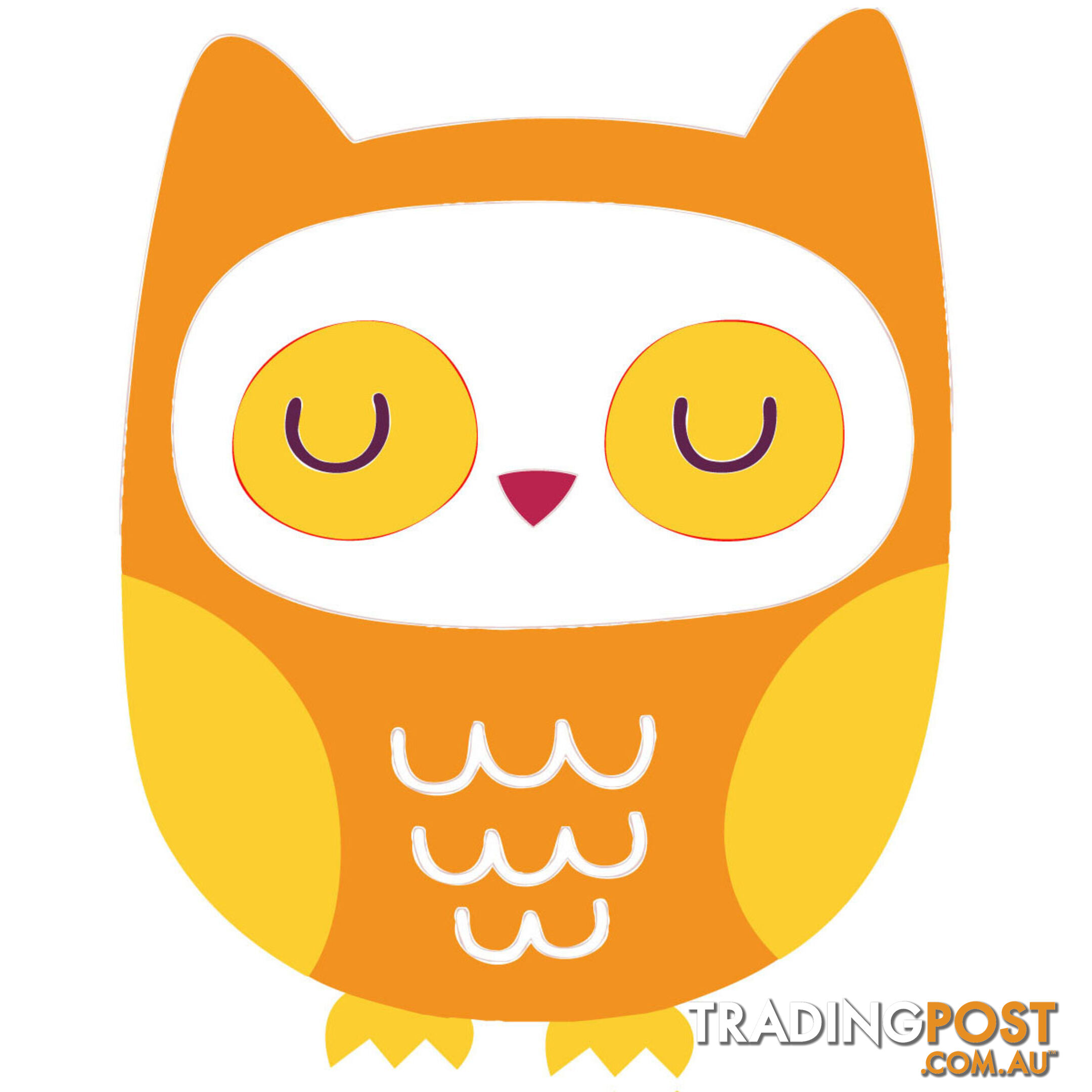 10 X Orange Owl Wall Stickers - Totally Movable