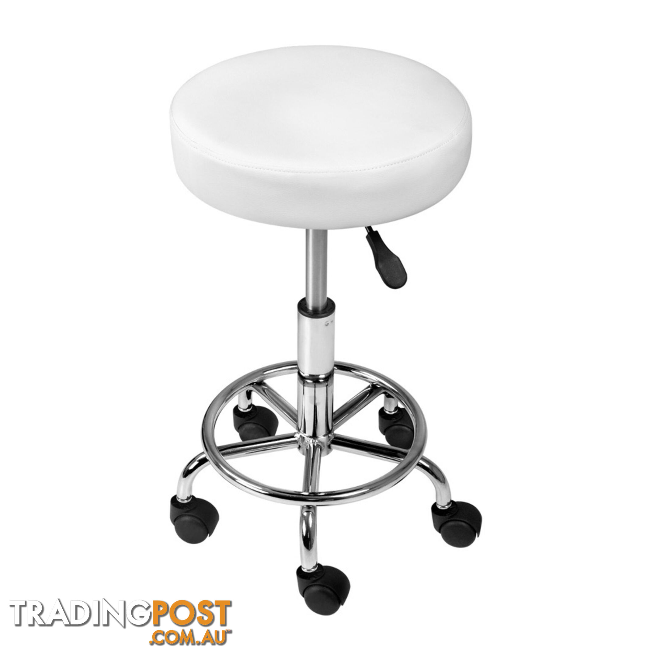 Round PU Swivel Salon Stool White