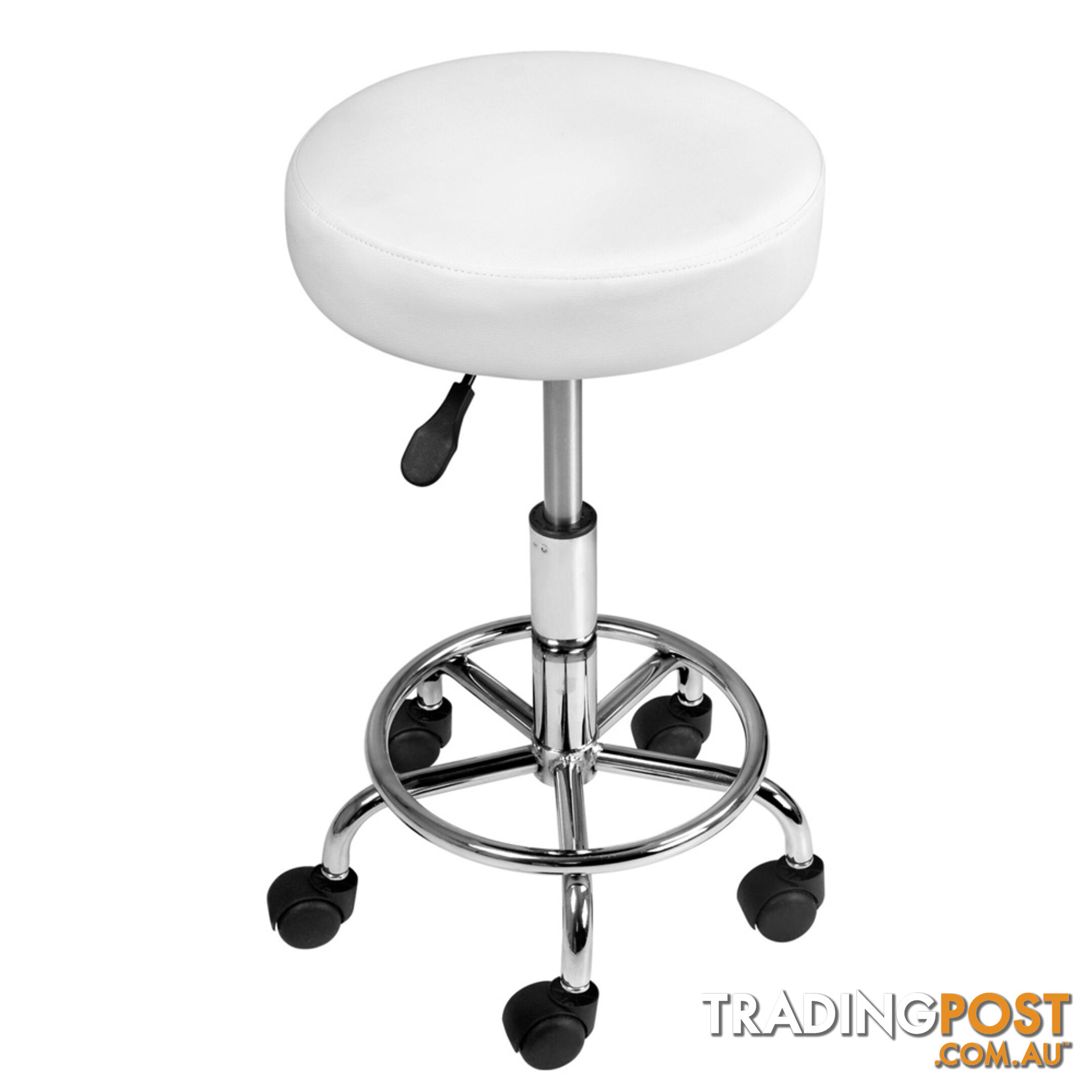 Round PU Swivel Salon Stool White