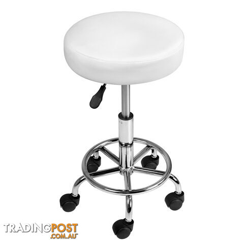 Round PU Swivel Salon Stool White