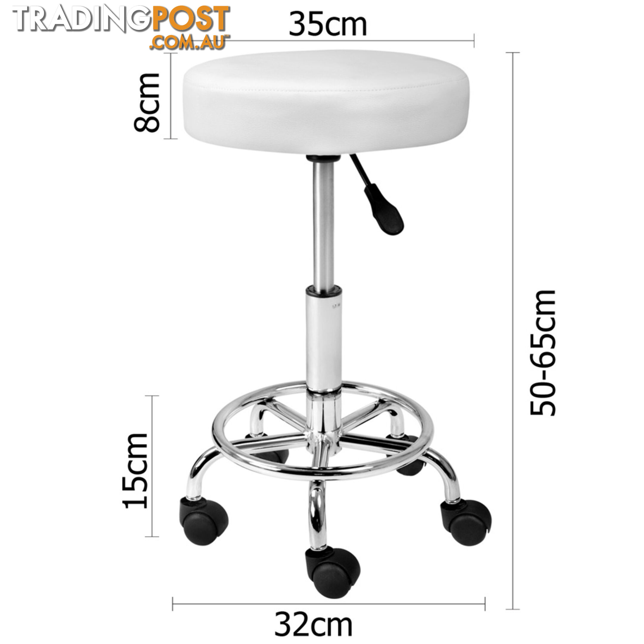 Round PU Swivel Salon Stool White