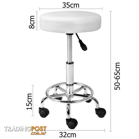 Round PU Swivel Salon Stool White