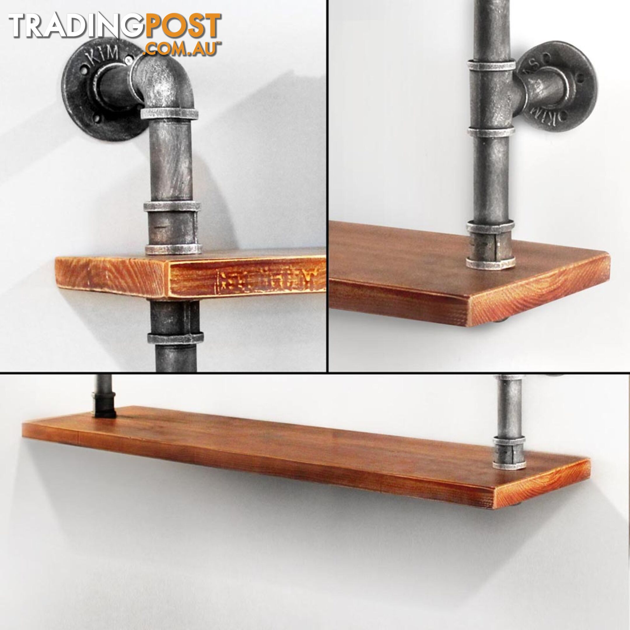 Rustic Industrial DIY Floating Pipe Shelf