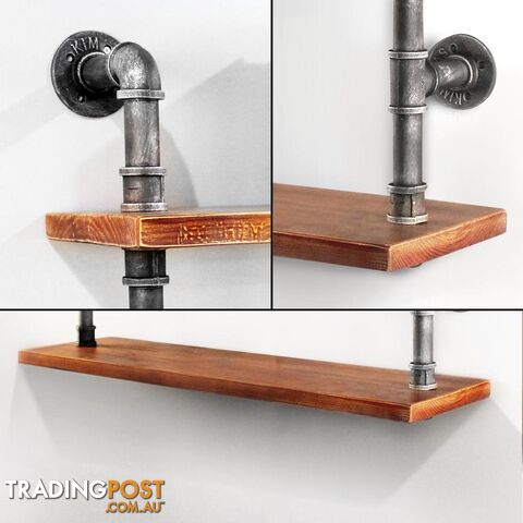 Rustic Industrial DIY Floating Pipe Shelf