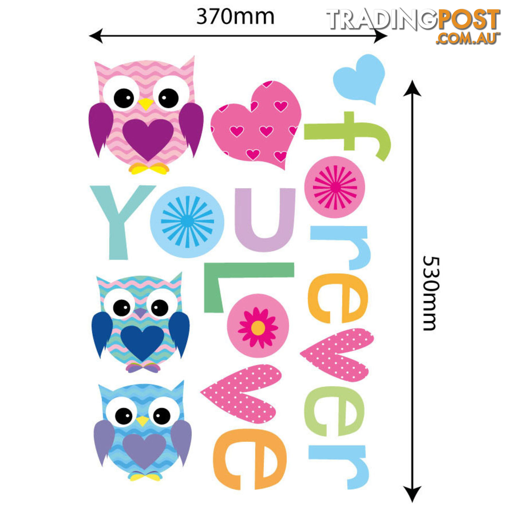 Large Size Love Forever Owls Wall Sticker - Totally Movable