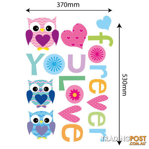 Large Size Love Forever Owls Wall Sticker - Totally Movable