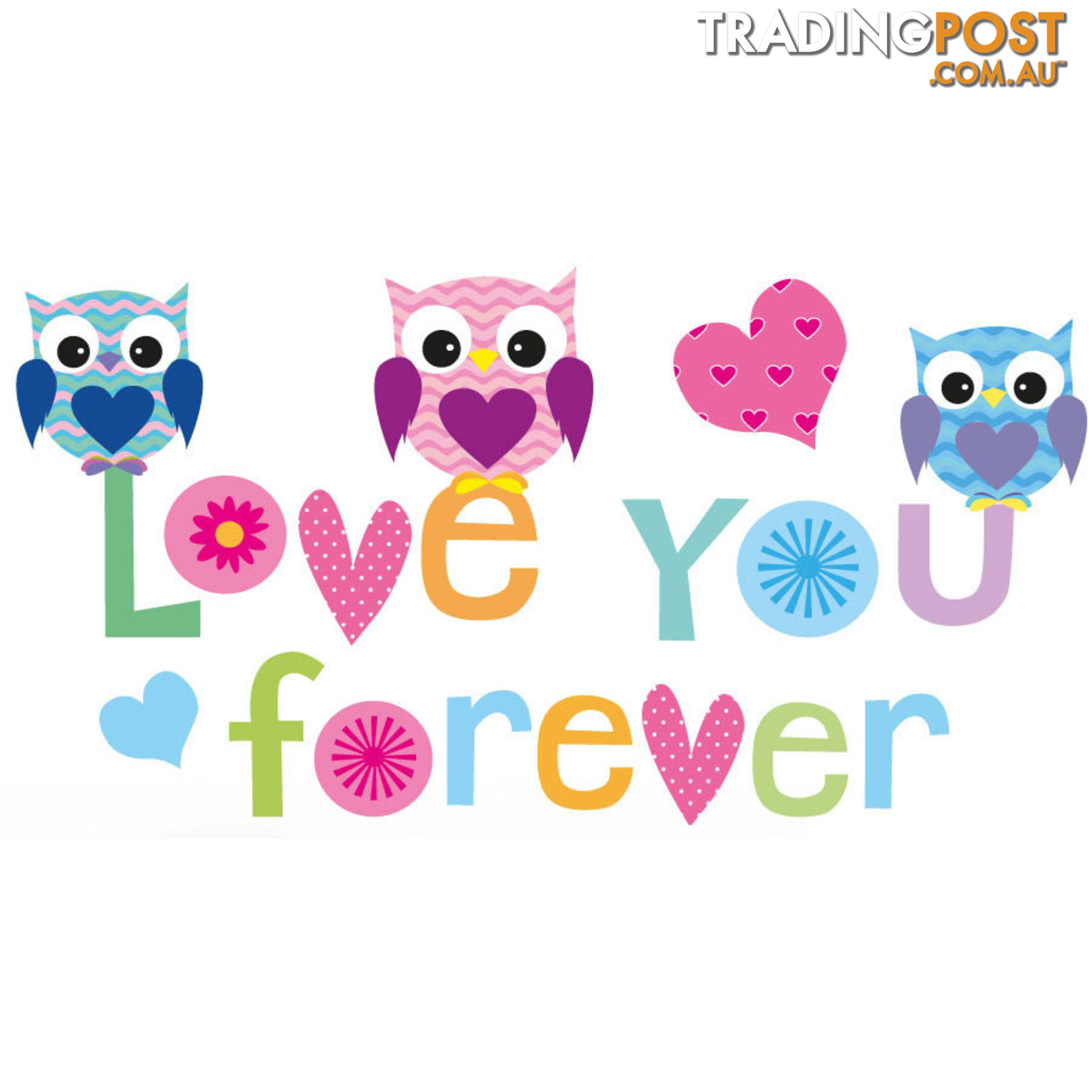 Large Size Love Forever Owls Wall Sticker - Totally Movable